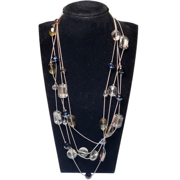 Charming Charlie Silver Double Strand Beaded Necklace 36" - Picture 1 of 7